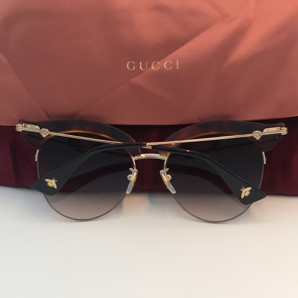 New Authentic Gucci Pearl-Embellished Sunglasses - Brown GG0212s 002 - Picture 8 of 12